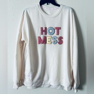 Simply Southern Cream Sweater with Colorful 'Hot Mess' Design
